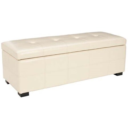 Safavieh Violet Flat Cream Leather Large Storage Bench HUD8229K
